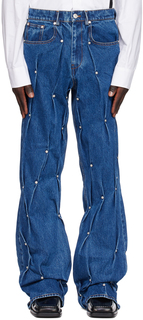 Синие джинсы с несколькими заклепками KUSIKOHC