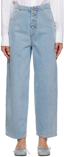 Синие джинсы на пуговицах, светлые MM6 Maison Margiela