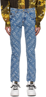 Синие джинсы с цифрами Versace Jeans Couture