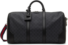 Черная большая спортивная сумка для ручной клади с узором GG Supreme Gucci