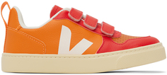 Детские красно-оранжевые кроссовки V-10 VEJA