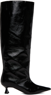 Черные мягкие высокие ботинки с напуском GANNI
