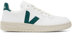 Бело-зеленые кроссовки VEJA V-10