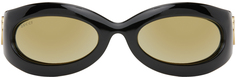 Черные овальные солнцезащитные очки Gucci