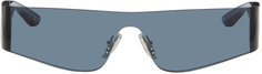 Синие моно-прямоугольные солнцезащитные очки Balenciaga