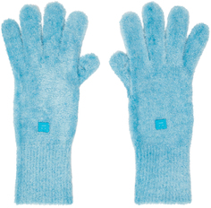 Синие текстурированные перчатки Бирюзовые Acne Studios