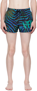 Синие шорты для плавания с графическим рисунком Хаки Versace Underwear