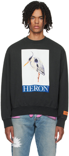 Черный свитшот с цаплей Heron Preston