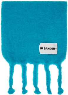 Синий шарф с начесом Jil Sander
