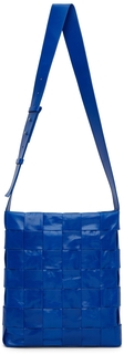 Синяя бумажная сумка-мессенджер с кассетами Bottega Veneta