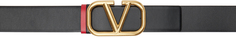 Двусторонний черный и красный ремень с логотипом Valentino Garavani