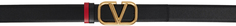 Двусторонний черный и красный ремень с фирменным логотипом Valentino Garavani