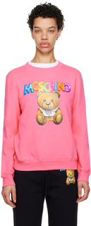Розовый надувной свитшот с плюшевым мишкой Moschino