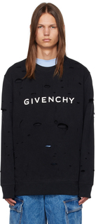 Черный рваный свитшот Faded Givenchy