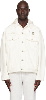 Белая джинсовая куртка с капюшоном AAPE by A Bathing Ape