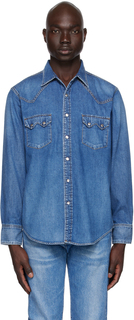 Синяя классическая джинсовая рубашка в стиле вестерн The Letters