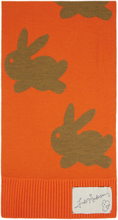 Оранжево-коричневый шарф с кроликом JW Anderson