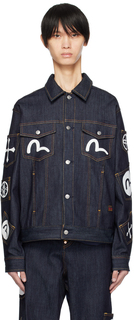 Джинсовая куртка с несколькими карманами цвета индиго Raw Evisu