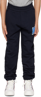 Moncler Enfant Kids Темно-синие спортивные штаны с аппликацией