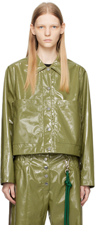 Зеленая укороченная куртка из искусственной кожи Оливковая Song for the Mute