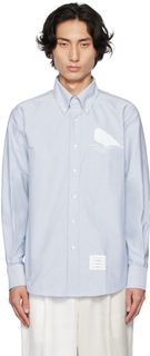 Синяя рубашка с вышивкой «Кит» Thom Browne