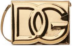 Золотая сумка через плечо с логотипом DG Dolce &amp; Gabbana
