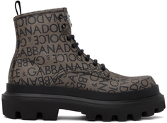 Dolce &amp; Gabbana Коричнево-черные ботинки с логотипом