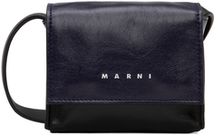 Миниатюрная сумка через плечо темно-синего и черного цвета Marni