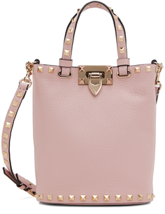 Розовая большая сумка через плечо Rockstud Valentino Garavani