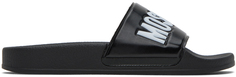 Черные шлепанцы для бассейна с логотипом Moschino
