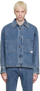 Синяя укороченная джинсовая рубашка Wooyoungmi