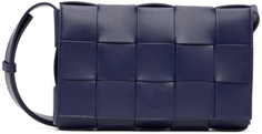 Синяя сумка-мессенджер с кассетой среднего размера Bottega Veneta