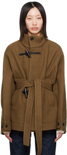 Коричневая куртка с поясом Оливковая LEMAIRE