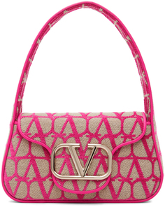 Розово-бежевая сумка через плечо с логотипом Naturale Valentino Garavani