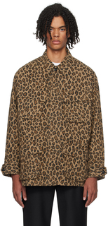 Коричневая куртка с леопардовым принтом WACKO MARIA