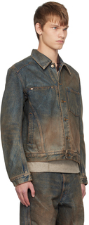NVRFRGT Коричневая джинсовая куртка с эффектом потертостей