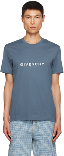 Синяя футболка с реверсом в стиле милитари Givenchy