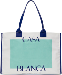 Большая сумка-тоут Casa темно-синего и белого цвета мятного цвета Casablanca