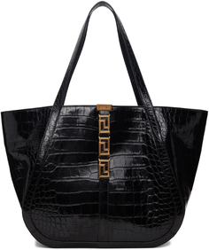 Большая черная большая сумка-тоут Greca Goddess Versace