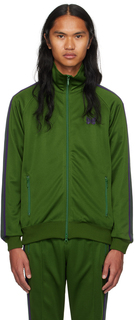 Зеленая спортивная куртка в полоску NEEDLES