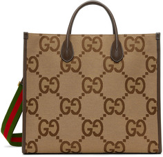 Коричневая объемная сумка-тоут Jumbo GG Gucci
