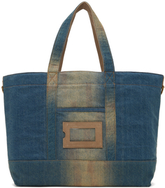 Джинсовая сумка-тоут сине-бежевого цвета Acne Studios