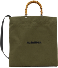 Квадратная сумка-тоут цвета хаки Jil Sander