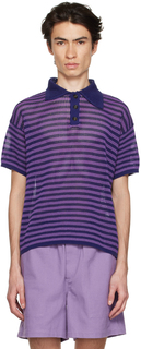 Фиолетовая футболка-поло Bode с решеткой