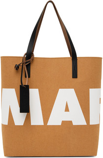 Коричневая бумажная сумка-тоут с логотипом Marni