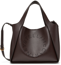 Коричневая большая сумка-тоут с логотипом шоколадного цвета Stella McCartney