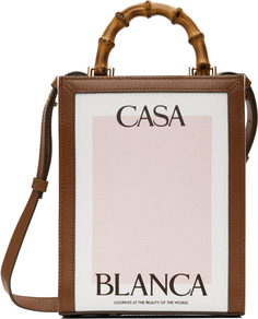 Коричнево-розовая сумка-тоут Mini Casa из плотной ткани Casablanca