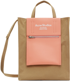 Коричнево-розовая нейлоновая сумка-тоут Papery Acne Studios