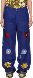 Синие джинсы до колена с двойным коленом Sky High Farm Workwear