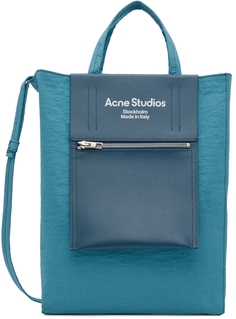 Синяя нейлоновая сумка-тоут с бумажной текстурой Acne Studios